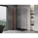 MEXEN/S - Mist T sprchový kout dveře křídlové 75 x 95, transparent, měď kartáčovaná 8A4T-075-095-65-00