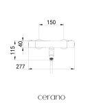 CERANO - Vanová nástěnná baterie Selma - termostatická - otočný výtok - černá matná CER-8050BD7763