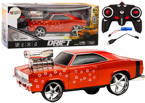 Mamido Dálkově ovládané auto 1:18 Drift 360 světla zvuky červené