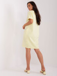 Světle žluté mikinové basic šaty kapsami
