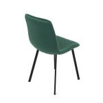 Židle jídelní, zelený samet, kov černý mat
