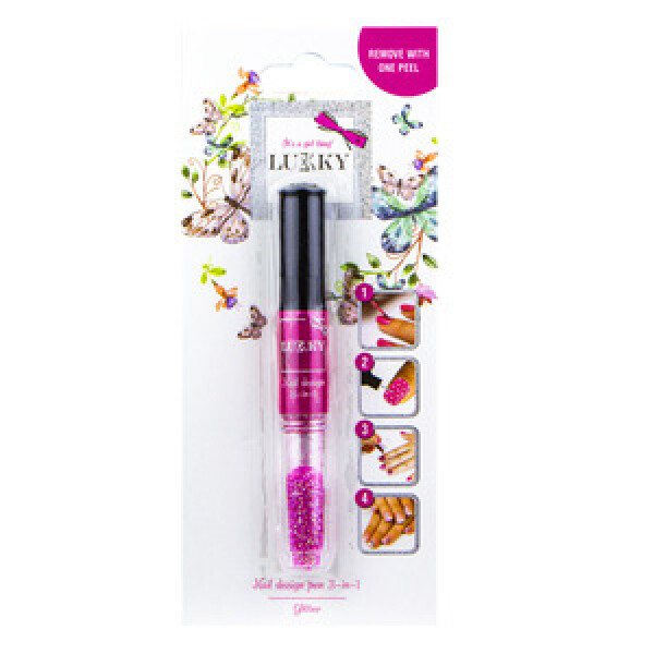 Lukky 2-v-1 lak na nehty a třpytky, fuchsiová - EPEE