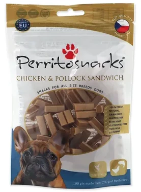 Perrito Pochoutka kuře a treska sendvič 100g / Pamlsky pro psy / Superpremium / Bez obilovin (5513-640124)