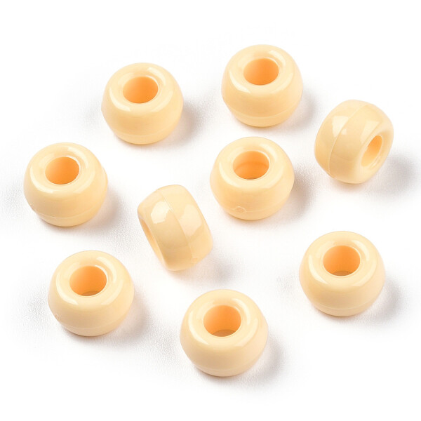 Akrylové korálky - pony beads - béžové - 6 x 9 mm - 10 ks