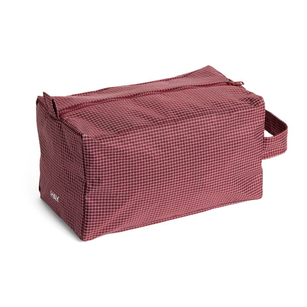HAY Kosmetická taštička Grid M Burgundy, červená barva, textil