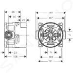 HANSGROHE - Montážní tělesa universal Základní těleso iBox Universal s uzavíracím ventilem 01850180