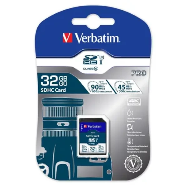 VERBATIM Pro U3 32GB SD / UHS-III / U3 / R: 90MBps / W: 45MBps / vhodné pro 4K (47021)
