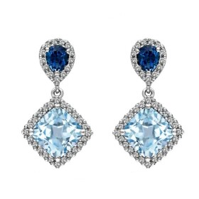 Stříbrné náušnice Swarovski Elements Corintia, stříbro 925/1000, Modrá