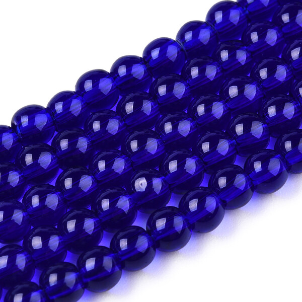 Skleněné korálky - průsvitné - tmavě modré - ∅ 4 mm - 10 ks