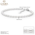 Perlový náramek Tália - stříbro 925/1000, 4.5-5.5 mm říční perla, 18 cm + 3 cm (prodloužení) Bílá