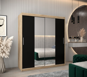 Šatní skříň Abi T1 Barva korpusu: Dub Sonoma, Rozměry: 180 cm, Dveře: Černá