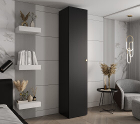 Šatní skříň Abi Inova 2 Rozměry: 50 cm, Pásky / úchyty: Zlatý, Barva korpusu + barva dveří: Černá