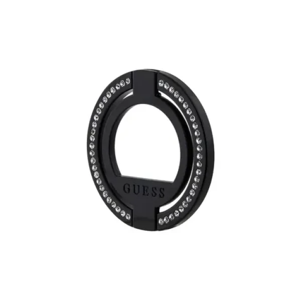 GUESS Rhinestones MagSafe Ringstand černá (3666339170356)