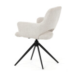 Židle jídelní, krémová látka, 360° vratný mechanismus, černý kov