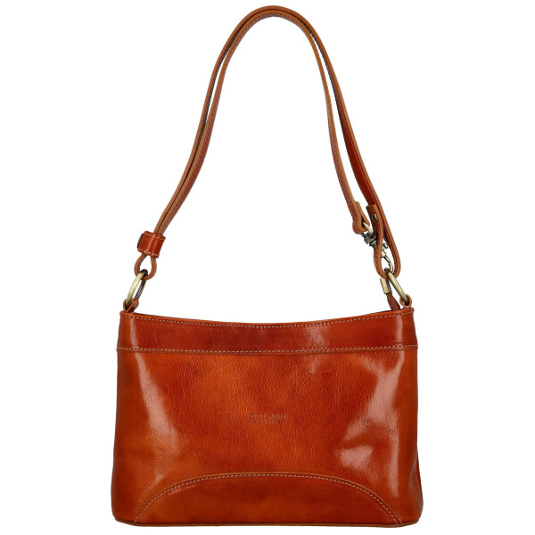 Módní dámská kožená kabelka na rameno Delami Vera Pelle Darlin, koňaková