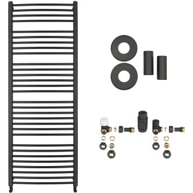 CERANO Koupelnový radiátorový set Stefano - ústřední vytápění - boční připojení - 677W - černá matná - 1210x650 mm