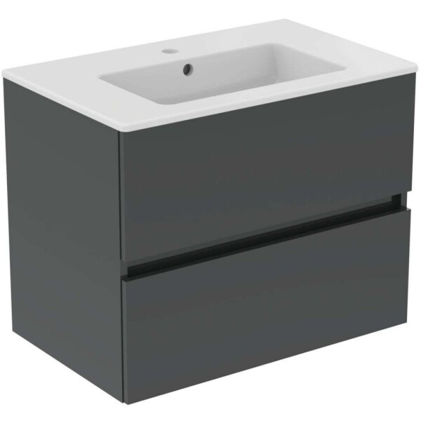 IDEAL STANDARD - Eurovit+ Skříňka s umyvadlem, 55x70x44 cm, 2 zásuvky, tmavě šedá R0573TI