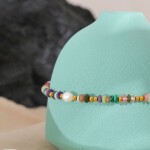 Korálkový náhrdelník bílé perly a přírodní kameny, chirurgická ocel, Barevná/více barev 40 cm + 7 cm (prodloužení)