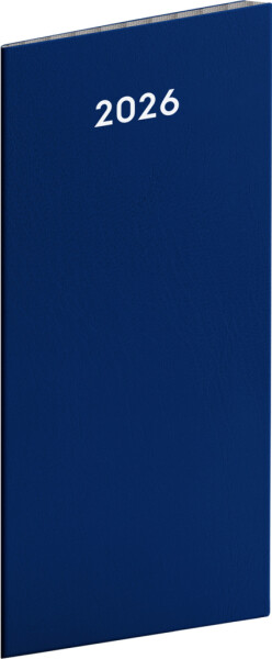 NOTIQUE Vreckový diár Modrý 2026, plánovací mesačný, 8 x 18 cm