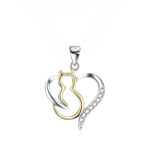 LUNICA Stříbrný přívěsek KOČKA V SRDCI 1022