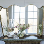 Strömshaga Petrolejová lampa Kerosene Leaf Brass, čirá barva, sklo