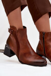 Kožené dámské boty na podpatku s vyhříváním Zazoo 60563 hnědé 37