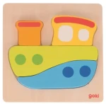 GOKI Dřevěné vkládací puzzle Loď