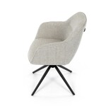 Židle jídelní a konferenční, krémová látka, černé kovové nohy, otočný mechanismus