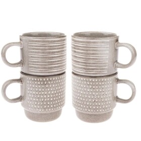 Sada 4 ks keramických hrnků BEIGE 290 ml