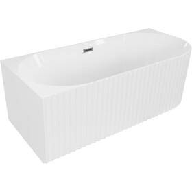 MEXEN/S - Gia volně stojící rohová vana reliéf levá 150 x 75, bílá lesk, sifon a přepad grafit metal 52701507500L-95