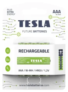 TESLA RECHARGEABLE+ nabíjecí mikrotužková baterie AAA Ni-MH 800mAh 4 ks / HR03 / blister (1099137210)