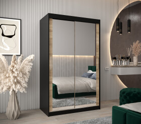 Šatní skříň Abi T3 Barva korpusu: Černá, Rozměry: 120 cm, Dveře: Dub sonoma