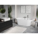 MEXEN/S - Oris volně stojící vana nástěnná reliéf 150 x 75, bílá, sifon a přepad chrom 52871507500-01