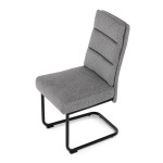 Židle jídelní, taštičkové pružiny v sedáku, madlo na opěráku, světle šedá látka, černý kov