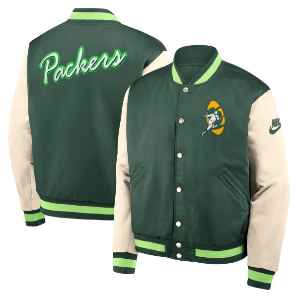 Nike Pánská bunda Green Bay Packers NFL Rewind Legacy Bomber Cream Velikost: S