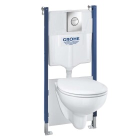 GROHE - Solido Sada pro závěsné WC + klozet a sedátko softclose Bau Ceramic, rimless, tlačítko Sail, chrom 39415000