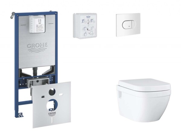 GROHE - Rapid SLX Set předstěnové instalace, klozetu, sedátka SoftClose a tlačítka Arena Cosmopolitan, alpská bílá SANI11BB3112