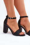 Dámské sandály na podpatku s pleteným pásem černé Asdine 41