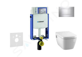 GEBERIT - Kombifix Modul pro závěsné WC s tlačítkem Sigma30, lesklý chrom/chrom mat + Tece One - sprchovací toaleta a sedátko, Rimless, SoftClose 110.302.00.5 NT6
