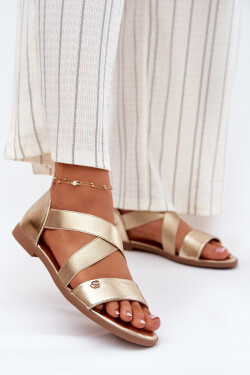 Dámské ploché sandály s elastickými pásky zlaté Marinea 38