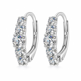 Luxusní stříbrné náušnice Nerissa MOISSANITE + CERTIFIKÁT, Stříbrná certifikát GRA, hadřík na čištění stříbra, dárková krabička