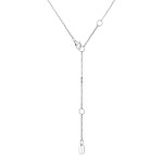 Stříbrný náhrdelník se sladkovodní perlou a zirkony - stříbro 925/1000, 52 cm Bílá