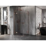 MEXEN/S - Lunar L Duo sprchový kout dveře křídlové 85 x 85, transparent, růžové zlato 834L-085L-085P-60-00