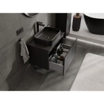 MEXEN/S - Orio koupelnová skříňka pod umyvadlo 70 cm s deskou, 1 šuplík, černá mat 91A10-07047-1-BFC71