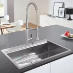 GROHE - Dřezy Dřez K800 s automatickým odtokem, 846x510 mm, kartáčovaná nerez 31584SD1