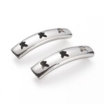 Trubičkový korálek z nerezové oceli - prohnutý - playboy - platinový - 36 x 10 x 8 mm - 1 ks