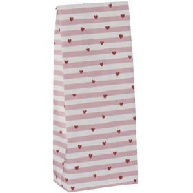 Ib Laursen Papírový sáček Red Hearts / Pink stripes 30,5 cm – set 5 ks, růžová barva, multi barva