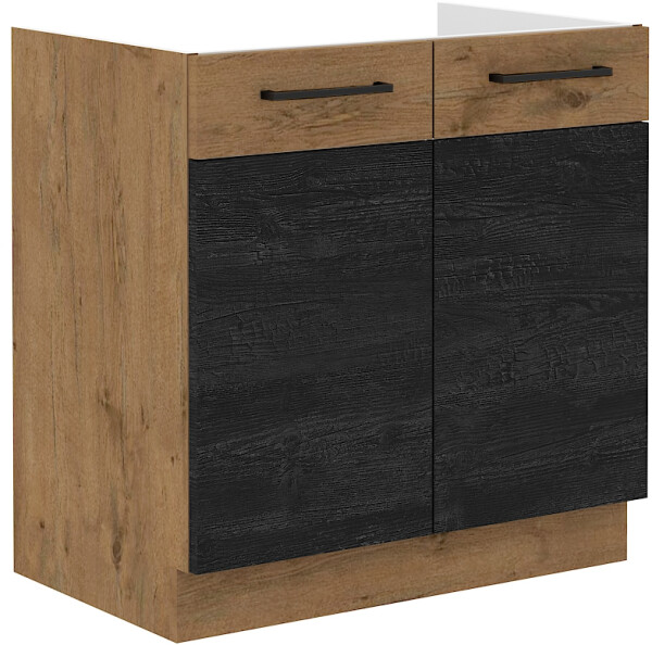 Spodní skříňka pod dřez Vigo 80 ZL 2F BB Barva korpusu: Dub Lancelot, Barva dvířek: Dark wood