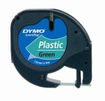 Dymo originální páska do tiskárny štítků, Dymo, 91204, S0721640, černý tisk/zelený podklad, 4m, 12mm, LetraTag plastová páska