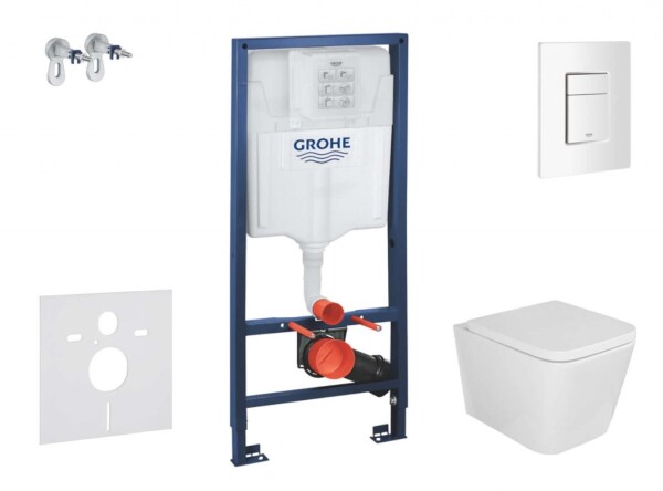 GROHE - Rapid SL Set předstěnové instalace, klozetu Arkas I sedátka softclose, tlačítko Skate Cosmopolitan, alpská bílá SANI11BA3104